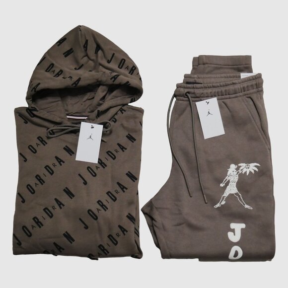 Nike Air Jordan Men's Matching Tracksuit Set Jumpman Sweatsuit Mocha Brown NWT - Picture 1 of 15